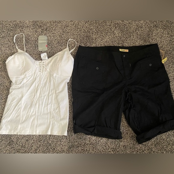 NWT Stamp 10 Shorts Black Size 16 Cargo Style Stretch No Bo XL Top Outfit Lot - Picture 1 of 8
